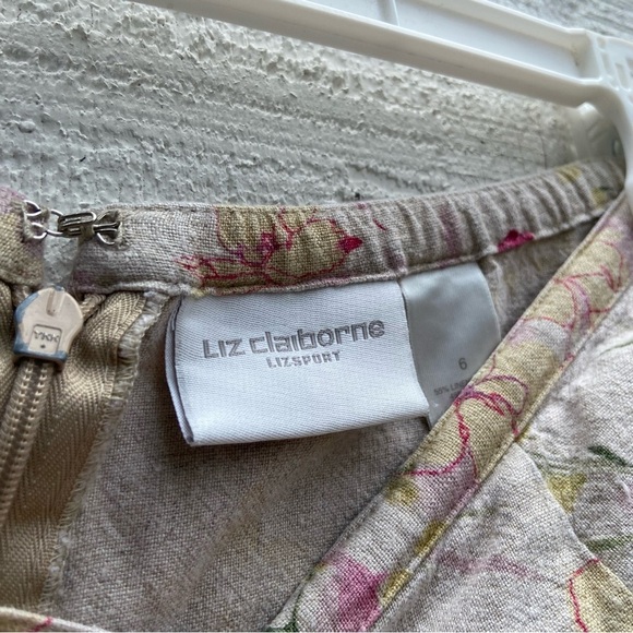 90s Vintage Maxi Womens Liz Claiborne Desert Floral Spring Skirt Linen - Picture 7 of 8